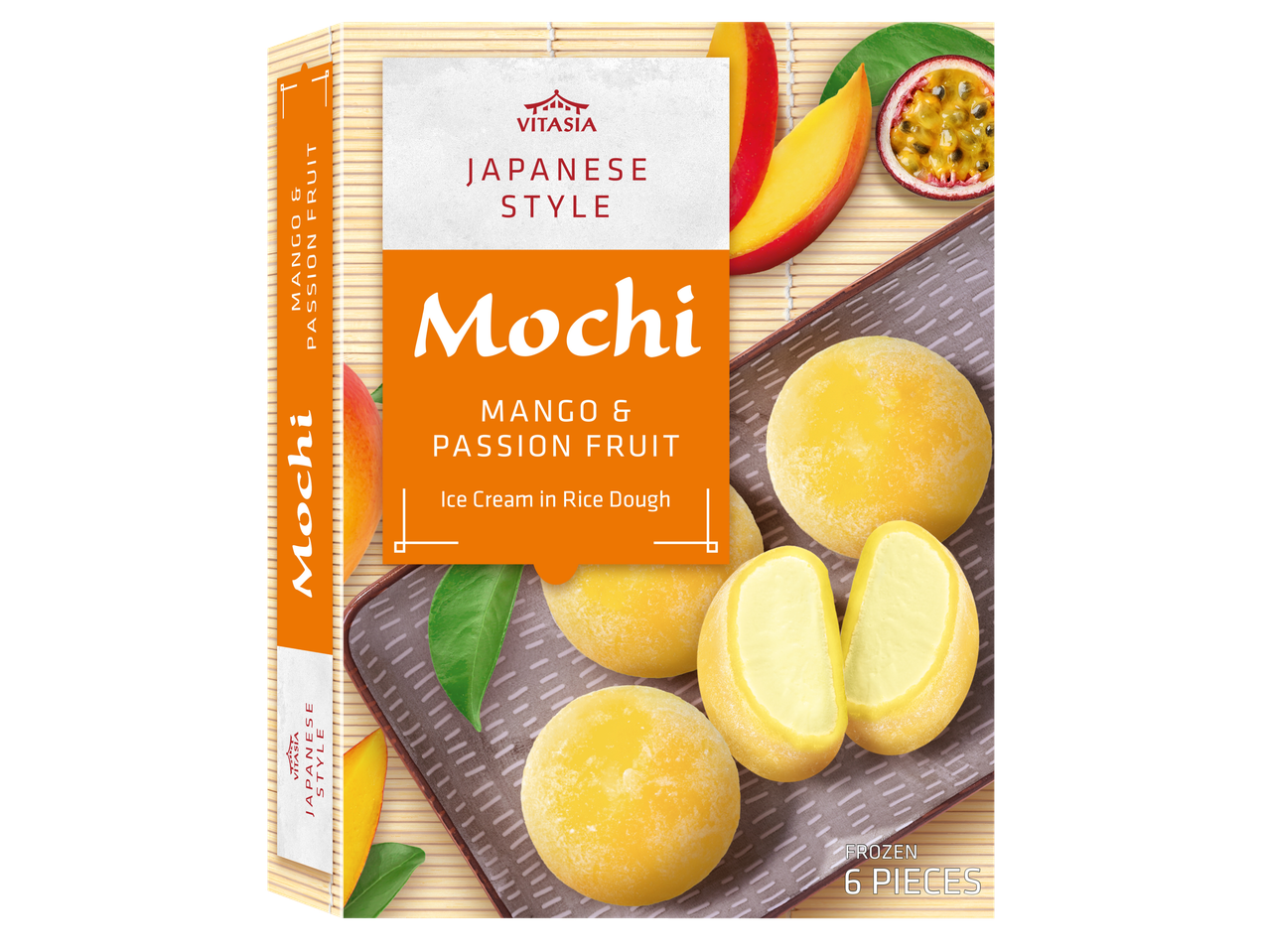 Sorvete Mochi estilo japonês Vitasia, sabor Manga & Maracujá, 6 unidades.