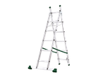 PARKSIDE® 3-in-1 Multi-Purpose Ladder, silver with green accents, in an A-frame configuration.