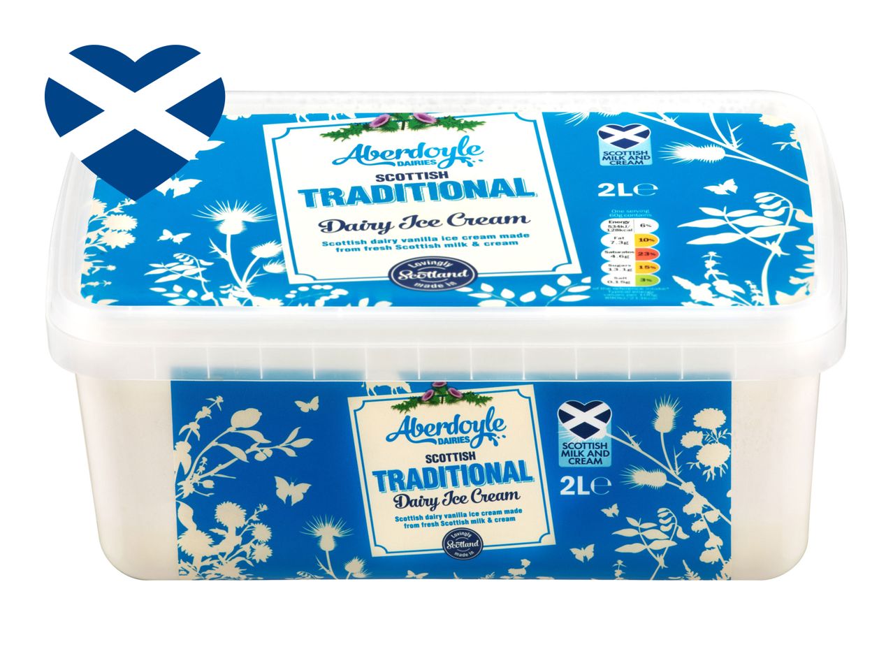 Aberdoyle Dairies Scottish dairy ice cream, 2L tub.