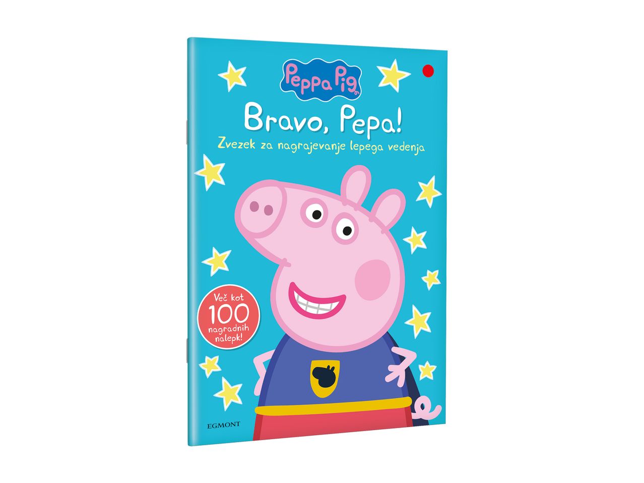 Knjiga Peppa Pig z naslovom 'Bravo, Pepa!' in več kot 100 nagradnimi nalepkami.