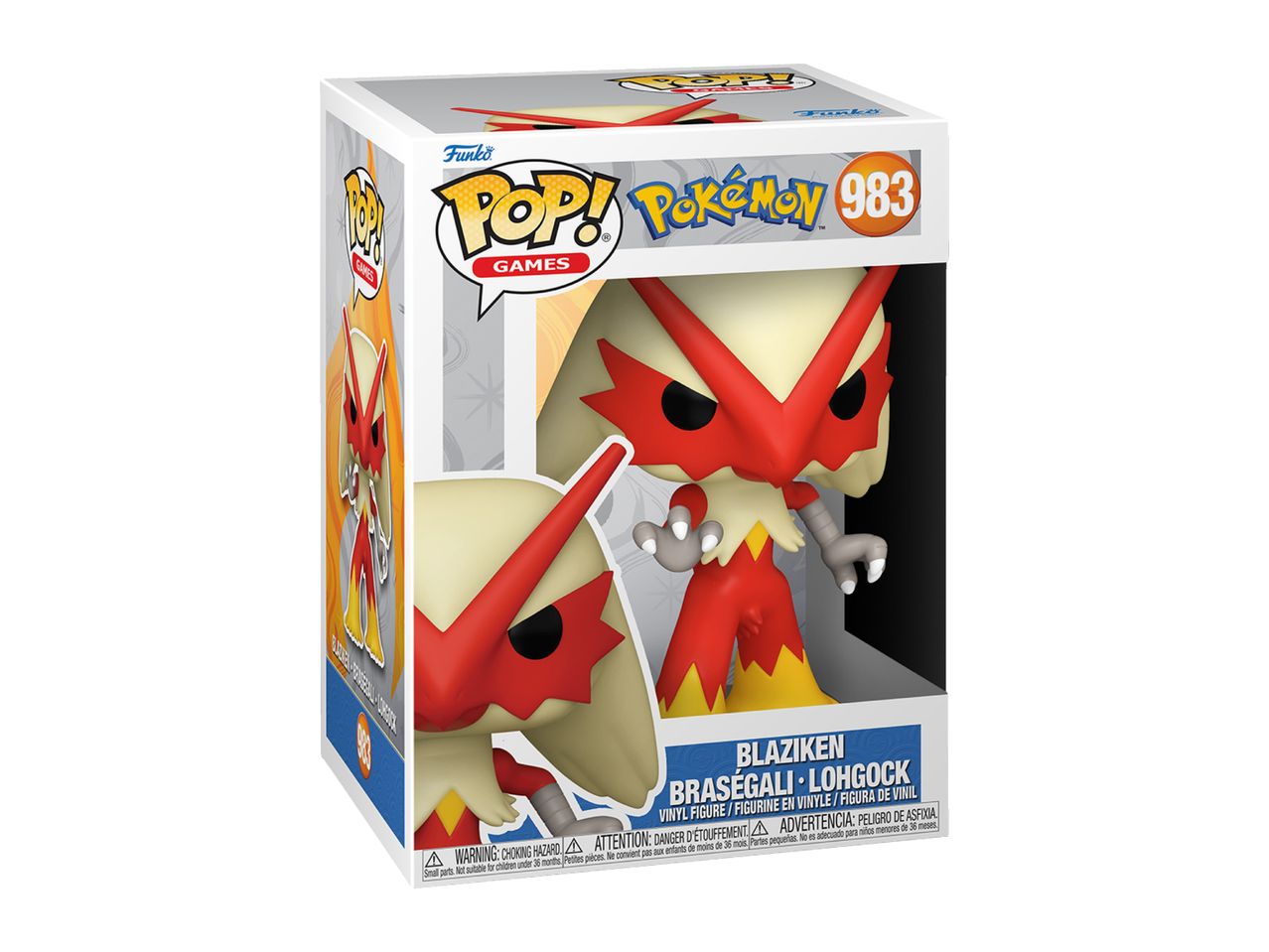 A Funko Pop! Games Blaziken figure in its packaging, numbered 983.
