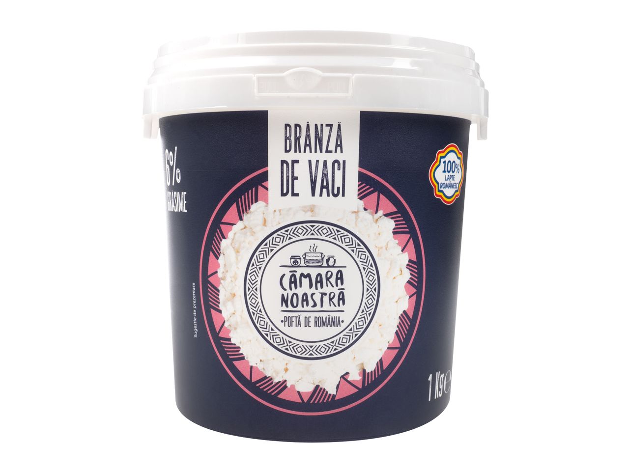 Brânză de vaci Čamara Noastra în găleată de 1 kg.