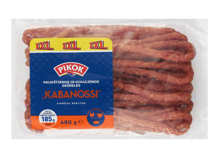 Kiaulienos arba paukštienos dešrelės „Kabanossi“ XXL, 480 g