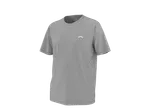Grey short-sleeved t-shirt with a small white logo on the chest.