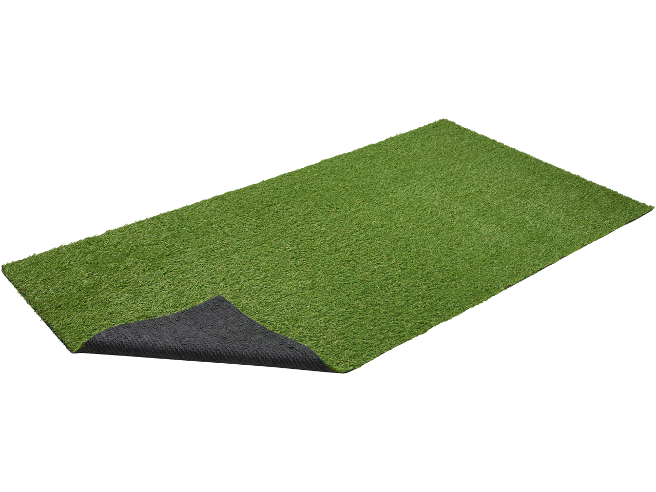 Rola veštačke trave LIVARNO Rasenteppich sa podignutim uglom koji prikazuje crnu podlogu.