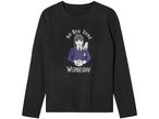 Black long-sleeved t-shirt with a Wednesday Addams graphic and 'NO HUG ZONE' text.