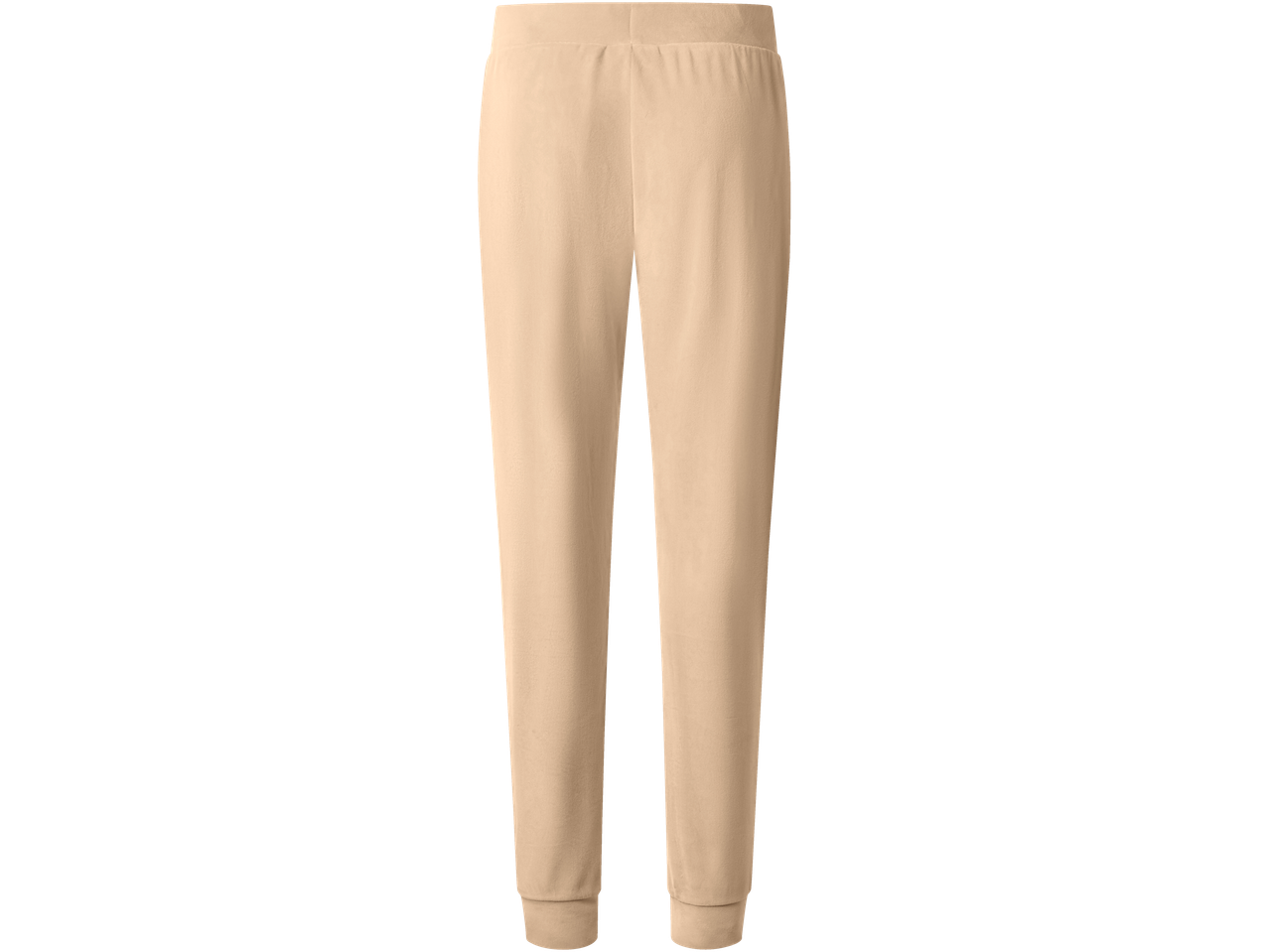 Vienkāršas smilškrāsas sporta bikses ar elastīgu jostasvietu un potītēm.