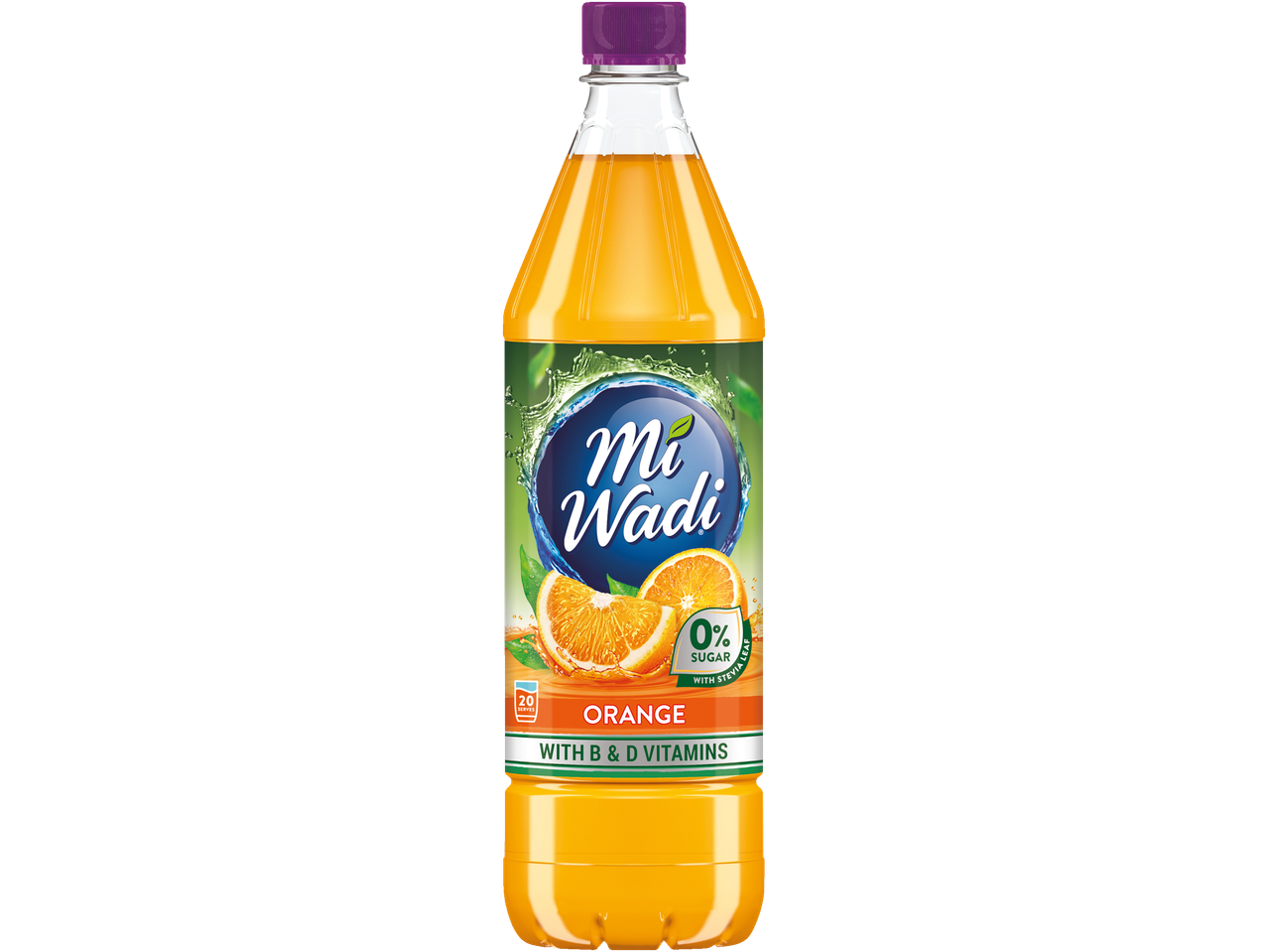 Mi Wadi Orange drink, 0% sugar, with B & D vitamins.