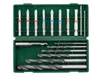 PARKSIDE screwdriver bits and HSS drill bits in a green case.