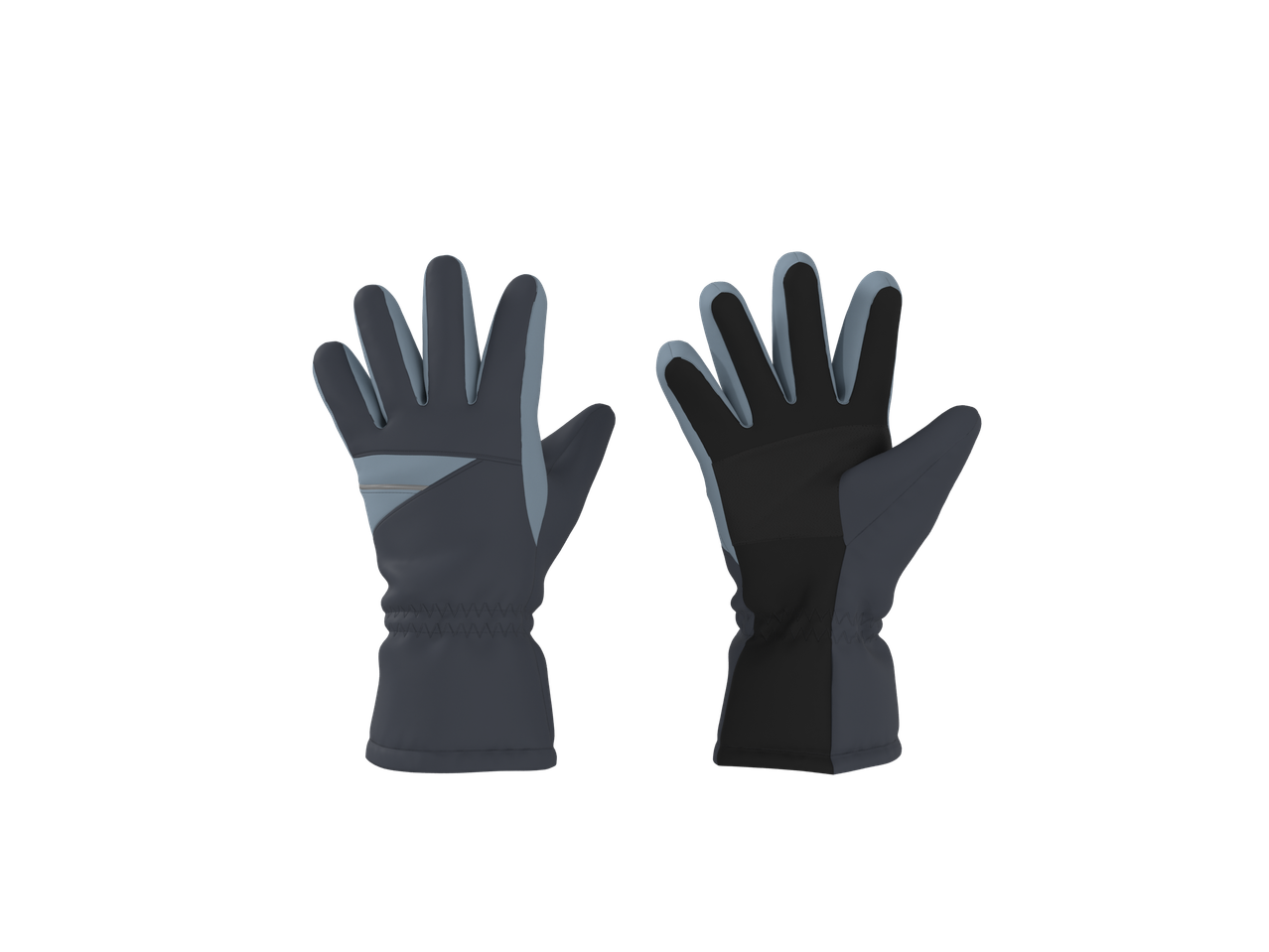 Esmara Winterhandschuhe: Pora pilkų žieminių pirštinių su šviesiai pilkomis detalėmis.