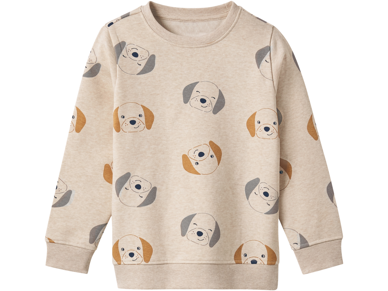 Camisola bege infantil com estampa de cachorro