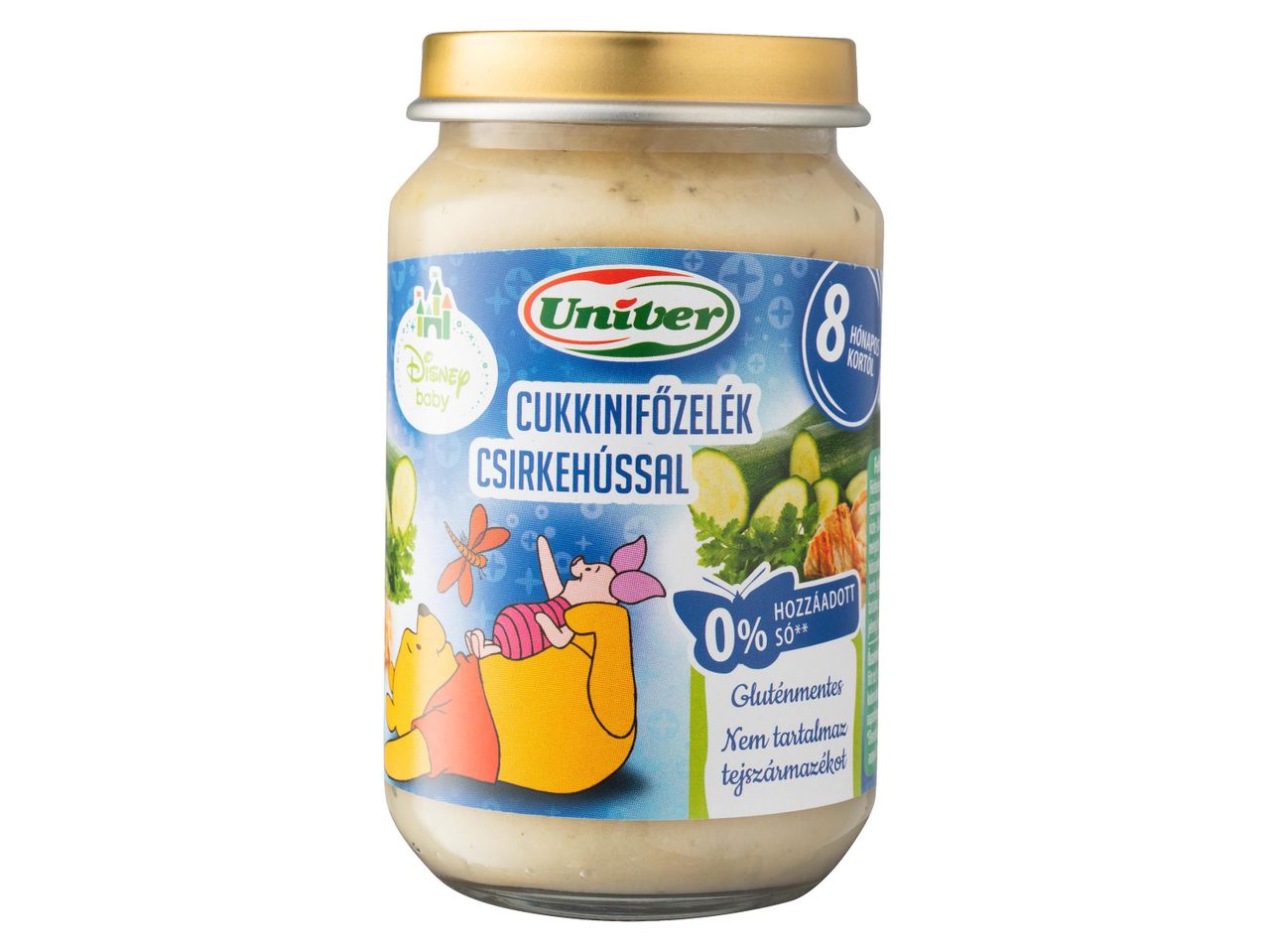 Univer bébiétel: cukkini-csirke püré, Disney Baby dizájn.
