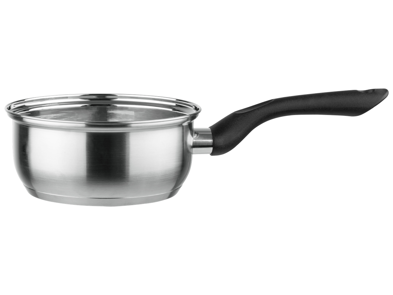 Casserole en acier inoxydable avec poignée noire