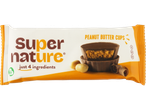 Supernature Peanut Butter Cups packaging, highlighting 'just 4 ingredients' and dietary symbols.