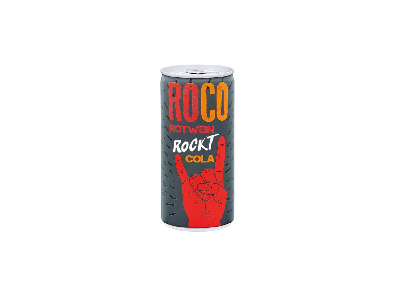 Roco Rotwein Rockt Cola skardinė, roko stiliaus.