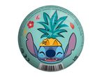 Inflatable ball with a cartoon character wearing a pineapple hat, surrounded by tropical flowers.