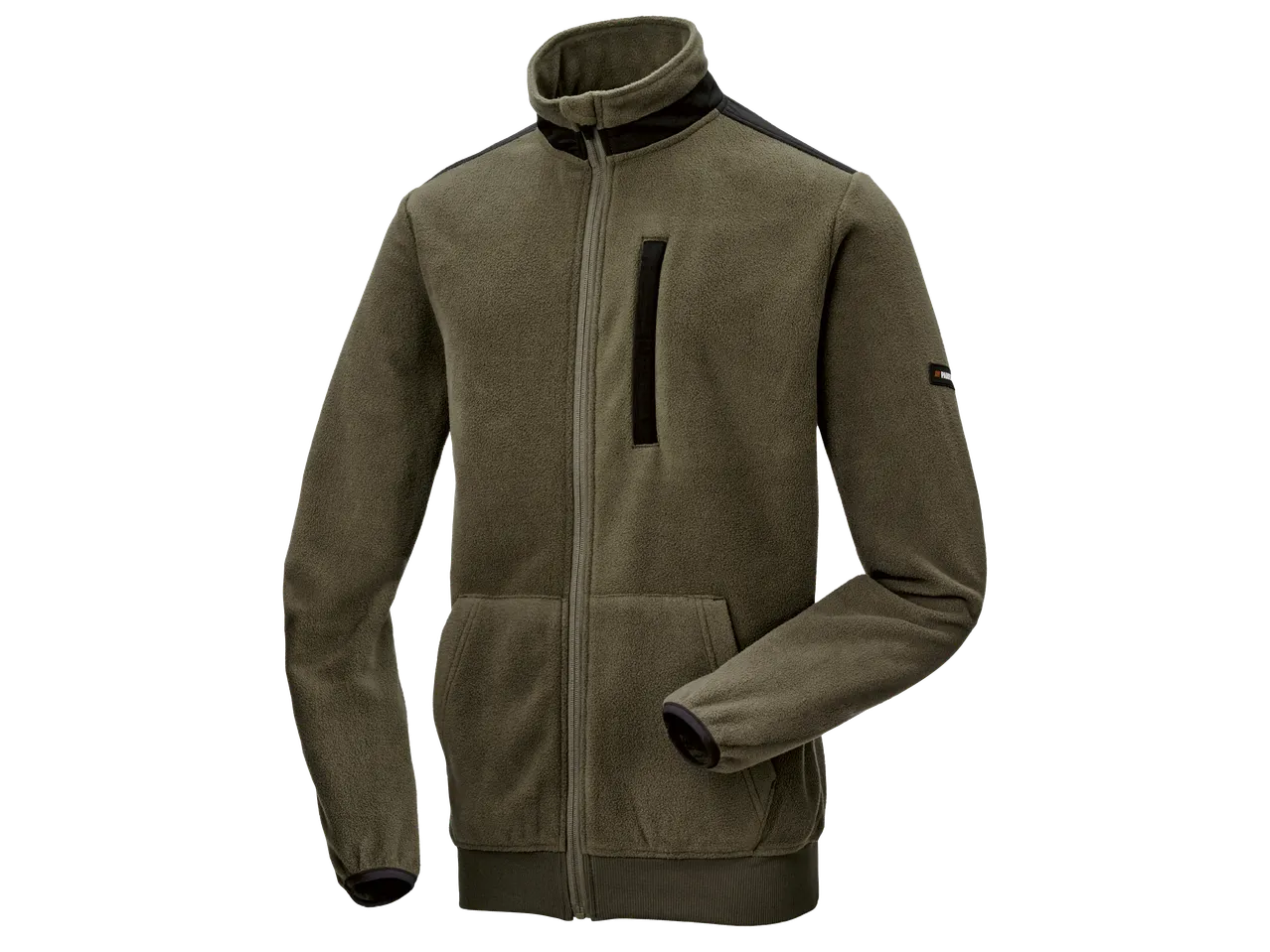 Мъжко поларено яке в цвят каки с цип и джобове