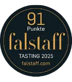 Falstaff-Siegel mit 91 Punkten, Verkostung 2025.