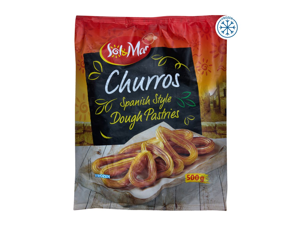 Sol & Mar Churros Spanish Style Dough Pastries, 500g, frozen.