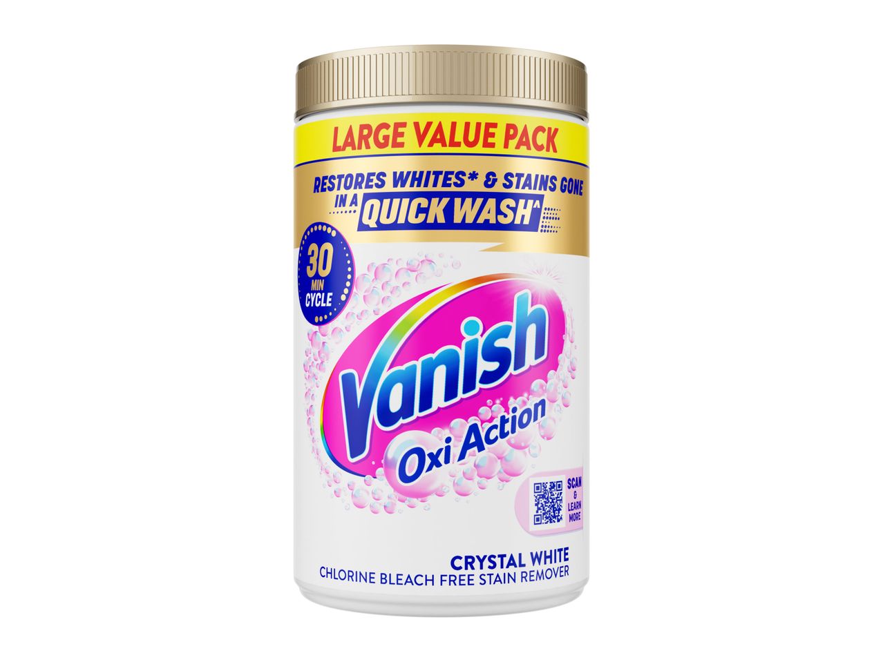 Vanish Oxi Action Crystal White stain remover wipes in a large value pack.
