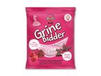 Pink emballage med frugt- og grøntsagsfigurer, der ligner en prinsesse og en sommerfugl.