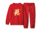 Roter Weihnachtspyjama für Kinder mit Rentier-Motiv und Schneeflocken