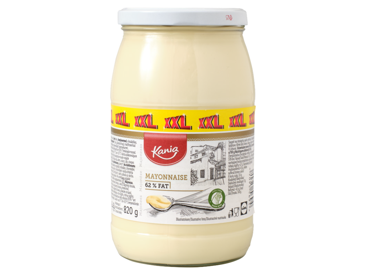Kania XXL majonees 62% rasvasisaldusega, 820g purgis