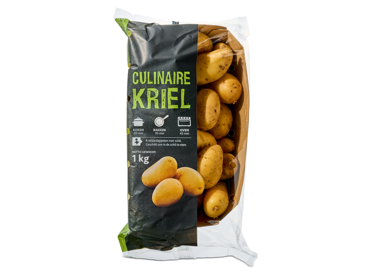 1 kg zak Culinaire Kriel aardappelen, klaar om te koken, bakken of te roosteren.