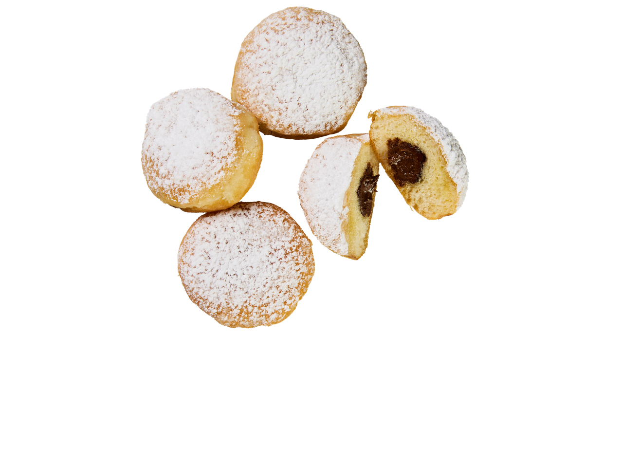 Apibarstyti cukrumi spurgos ir šokoladu įdaryti.