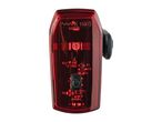 A red MWK 1532 bicycle rear light with visible internal components.