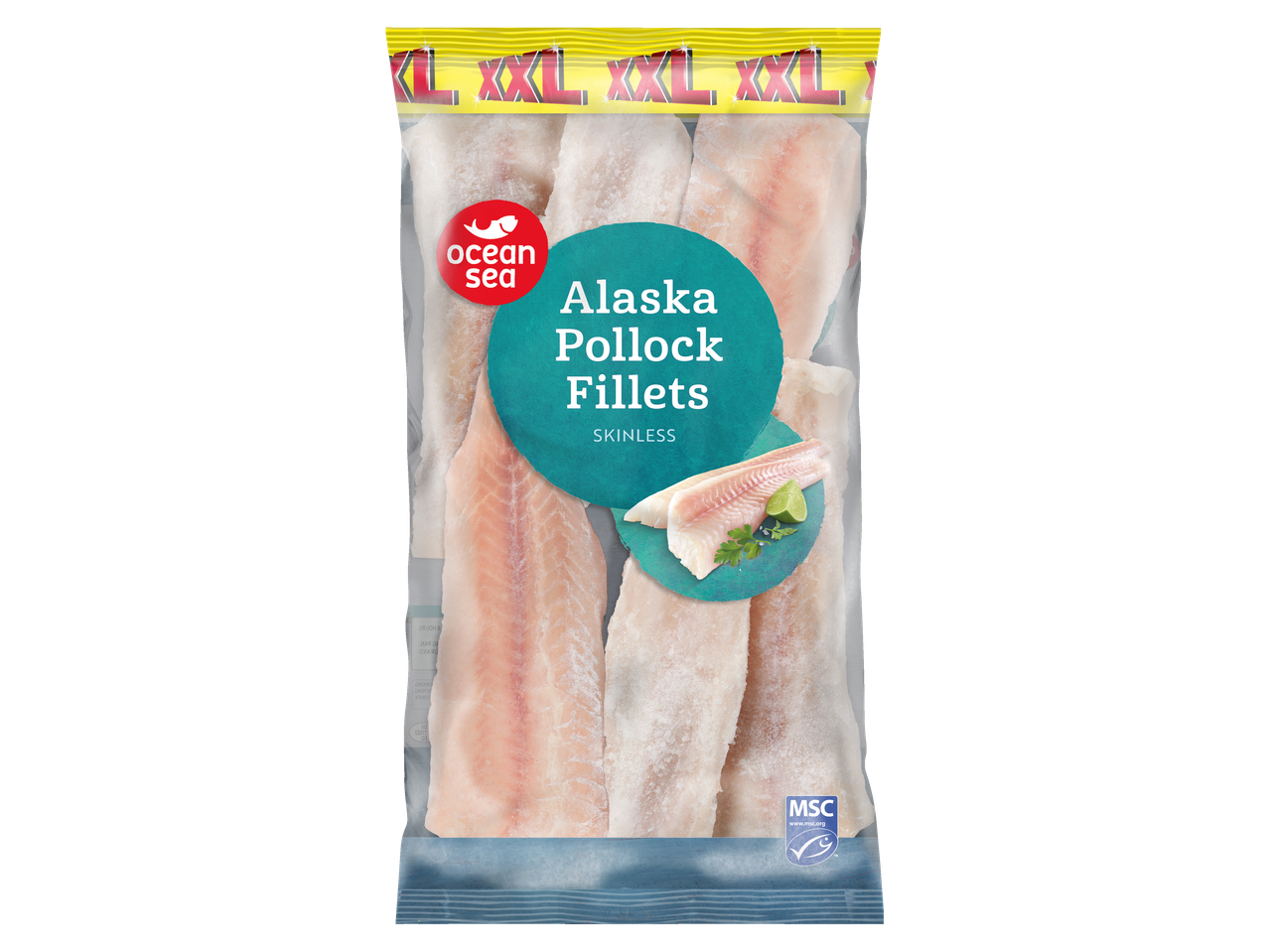 Ocean Sea Alaska Pollockfilets, vel zonder vel, MSC-gecertificeerd.