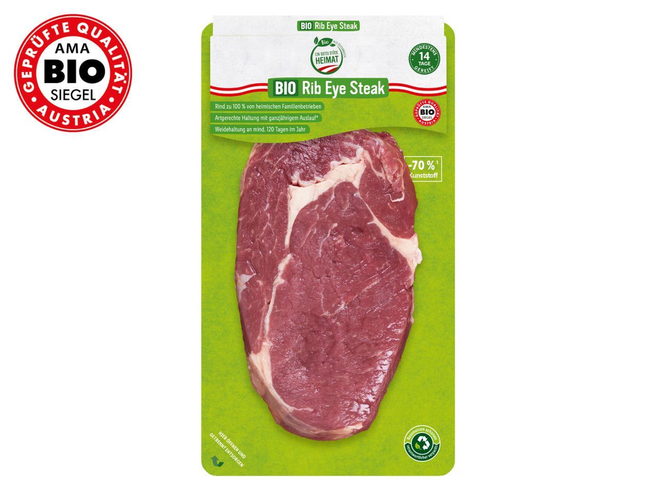 Gehe zu Vollbildansicht: Frisches Bio Rib Eye Steak - Bild 1