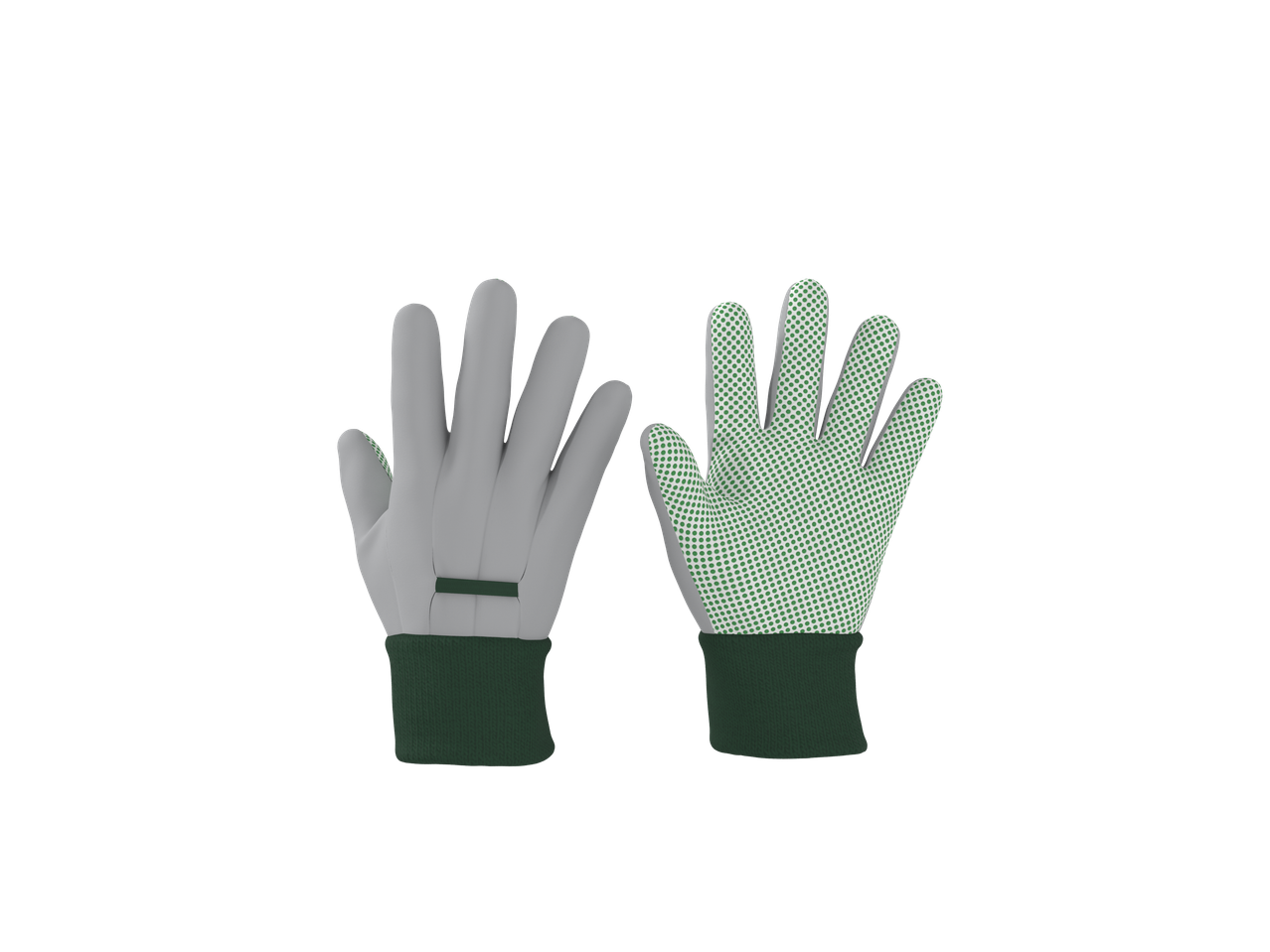 Sive i zelene baštenske rukavice sa tačkama protiv klizanja