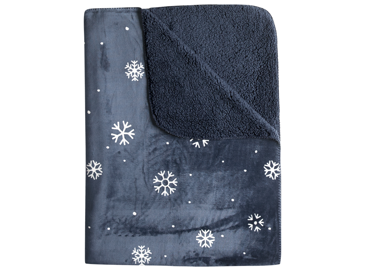 Синьо одеяло с шарка на снежинки и пухкава подплата.