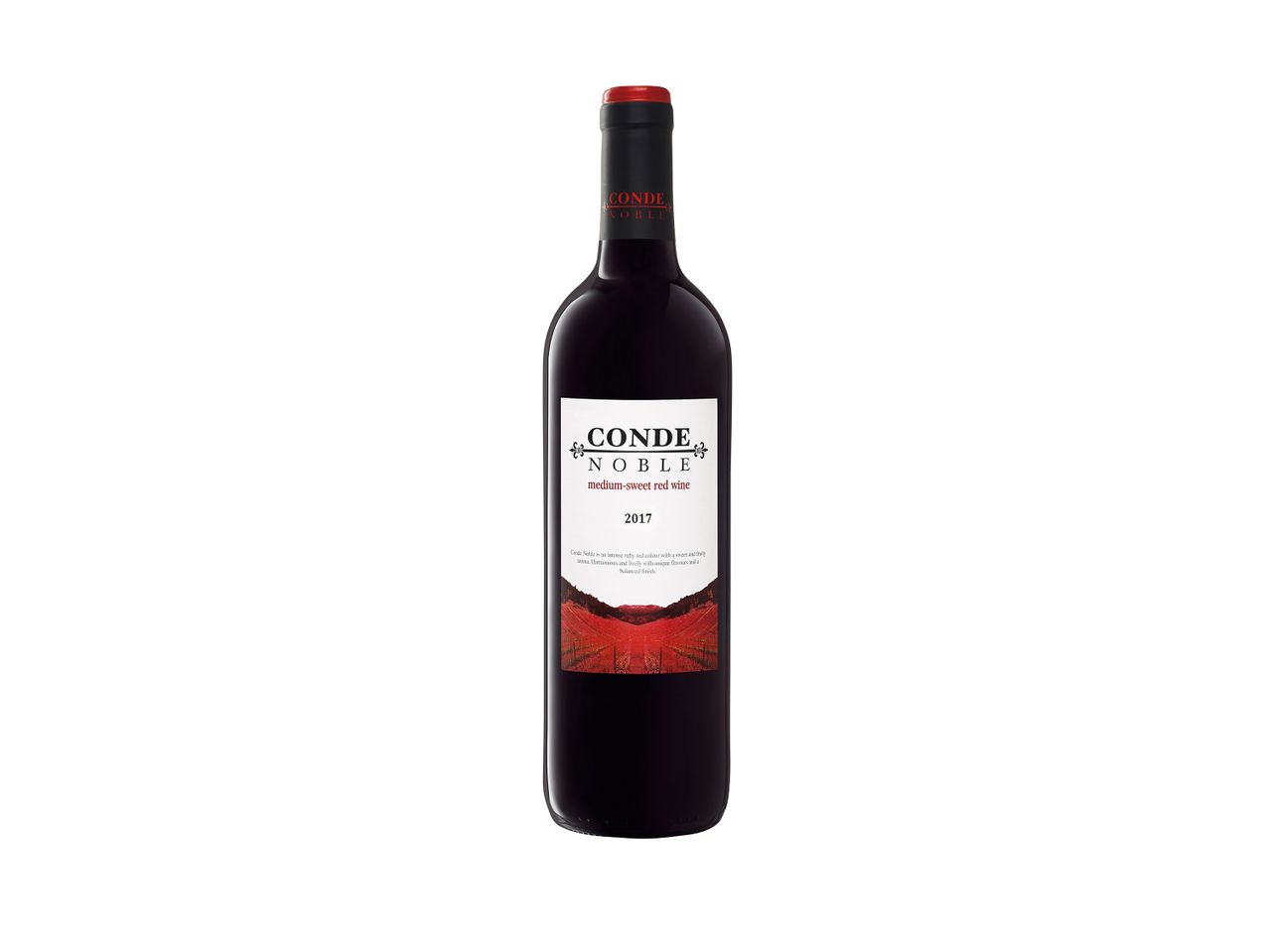 Conde Noble 2017 pusiau saldus raudonojo vyno butelis.