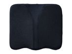 Black ergonomic seat cushion with mesh fabric and central support.