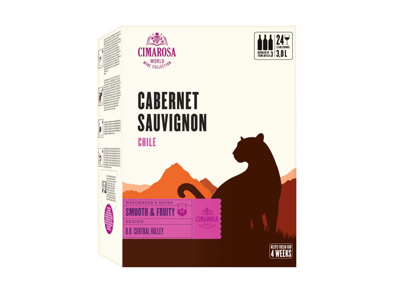Carton de vin Cimarosa Cabernet Sauvignon du Chili, Vallée Centrale.