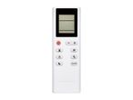 A white air conditioner remote control with a digital display.