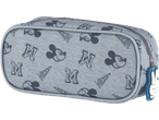 Grey Mickey Mouse pencil case with letters, college style.