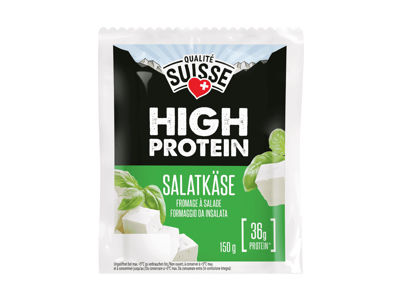 Emballage de fromage à salade riche en protéines, 150g.