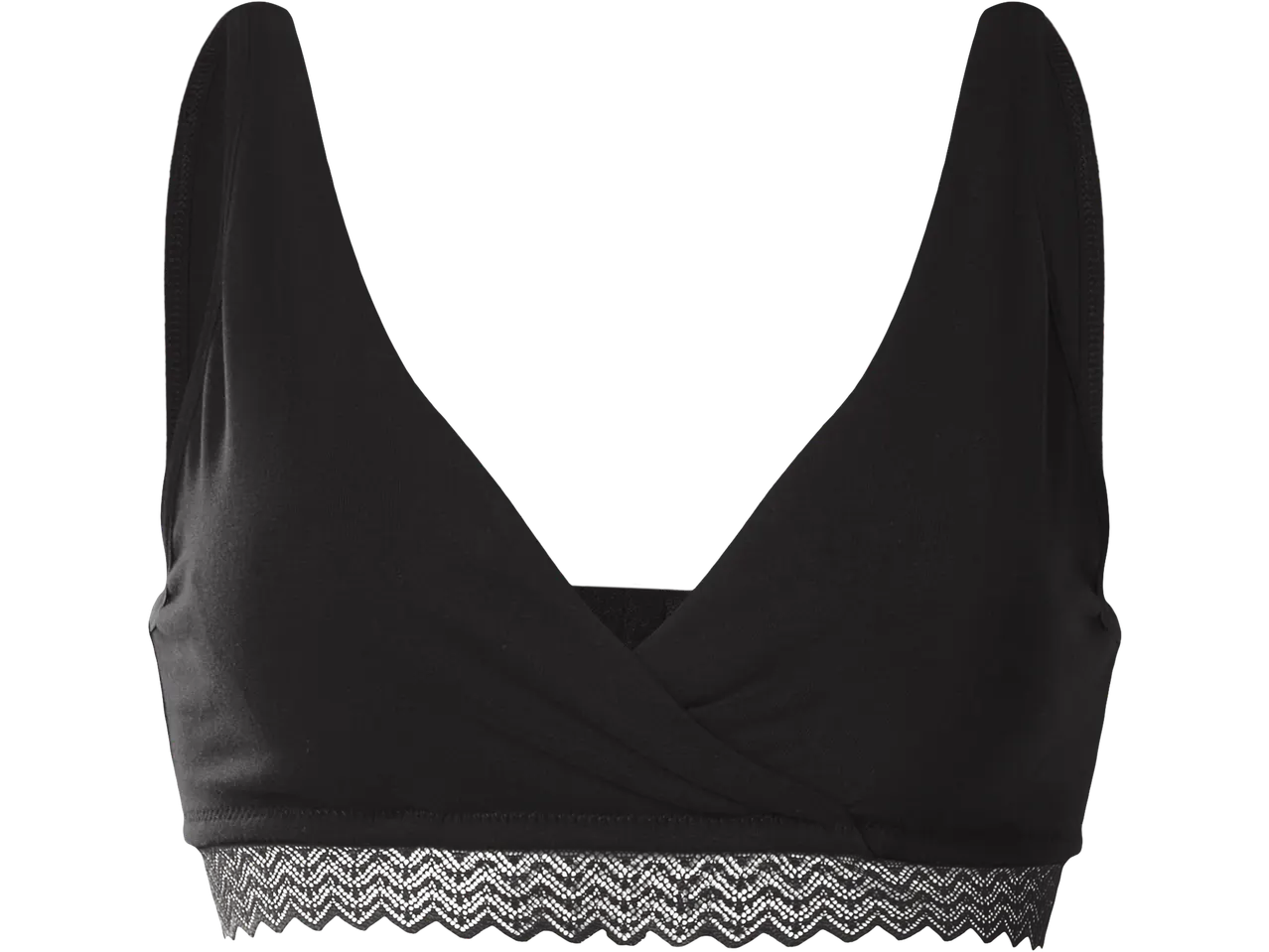 Sutien de alăptare TWISTSHAKE negru cu decolteu încrucișat și bandă de dantelă.