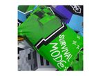 Green pillow with 'SURVIVAL MODE' text and pixelated Minecraft-style patterns.