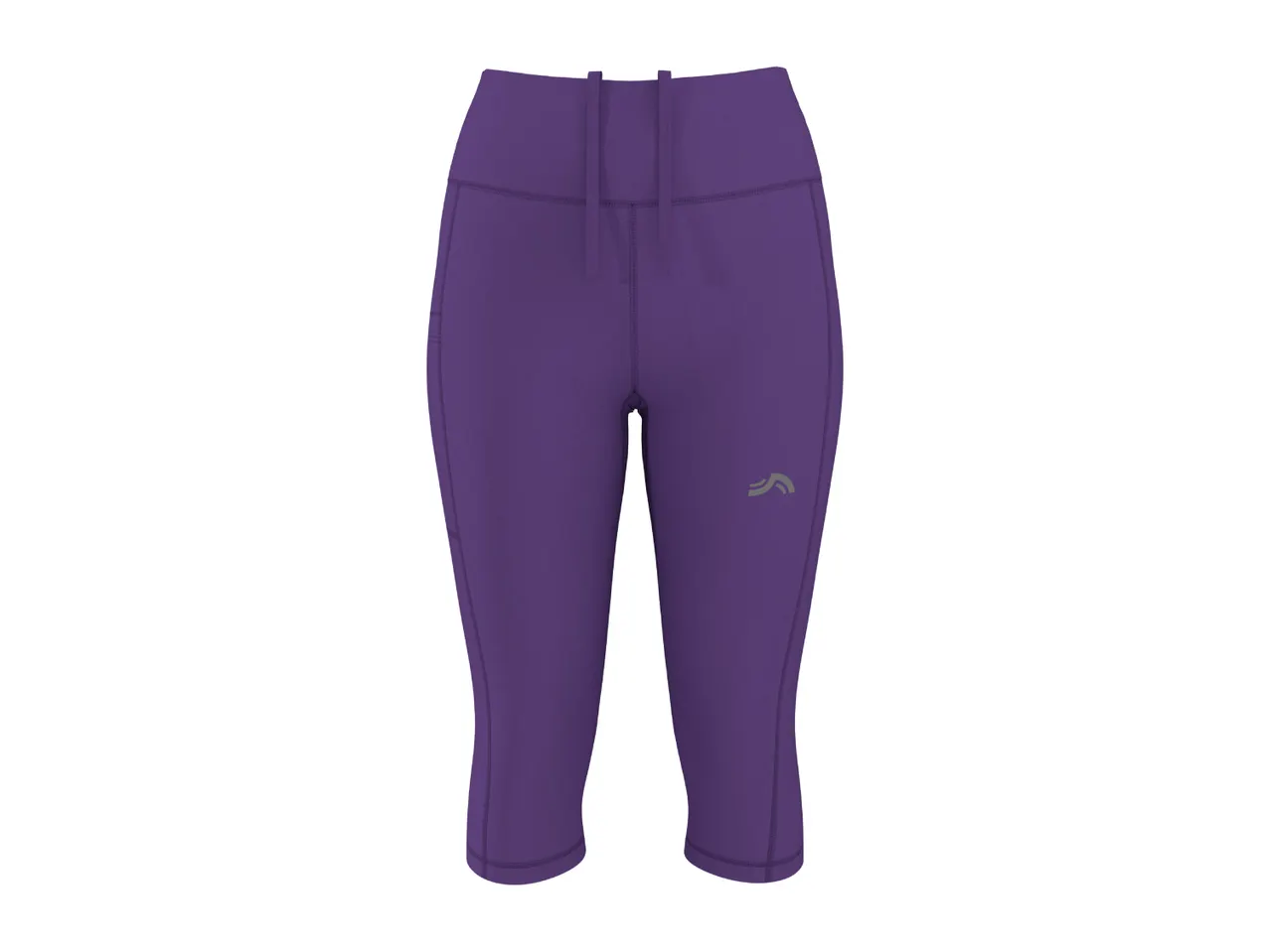 Purple women's capri leggings with a high waist and a small logo on the left leg.