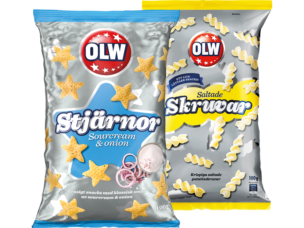 OLW Stjärnor och Skruvar snacks.