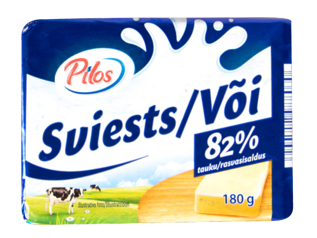 Pilos sviests ar 82% tauku saturu, 180g iepakojumā, ar govīm pļavā.