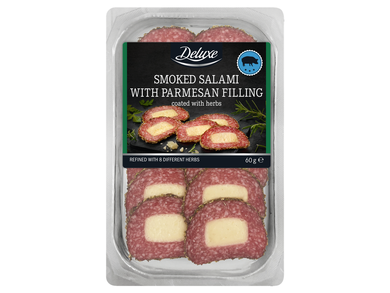 Deluxe suitsusink parmesani täidisega, kaetud ürtidega, 60g pakend