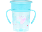 Kids' cup with handles, Peppa Pig design, light blue.