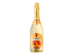 Sticlă de cocktail efervescent Zarea cu suc de piersici.