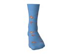 Blue sock with orange crab and lobster pattern