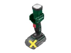 Parkside cordless work light with a yellow X on the battery